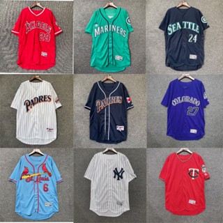 เสื้อเบสบอลแขนสั้น ปักลาย Mlb Jersey สไตล์ยุโรป อเมริกัน สตรีท ย้อนยุค ขนาดใหญ่