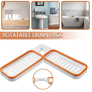 New Punch-Free Wall Mounted Rotatable Drain Soap Rack Bathroom Corner Shelf