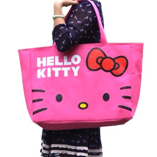 กระเป๋าเดินทาง กระเป๋าช้อปปิ้ง ผ้าแคนวาส กันน้ํา ลาย Hello Kitty ขนาด 60 ซม.*13 ซม.*37 ซม. สําหรับผู้หญิง