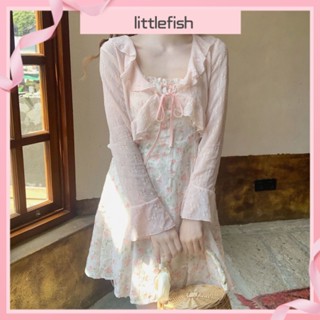 [littlefish] เสื้อคาร์ดิแกน ผ้าคลุมไหล่ ผ้าลูกไม้ กันแดด ใบบัว ขนาดเล็ก หรูหรา เหมาะกับฤดูร้อน สําหรับผู้หญิง