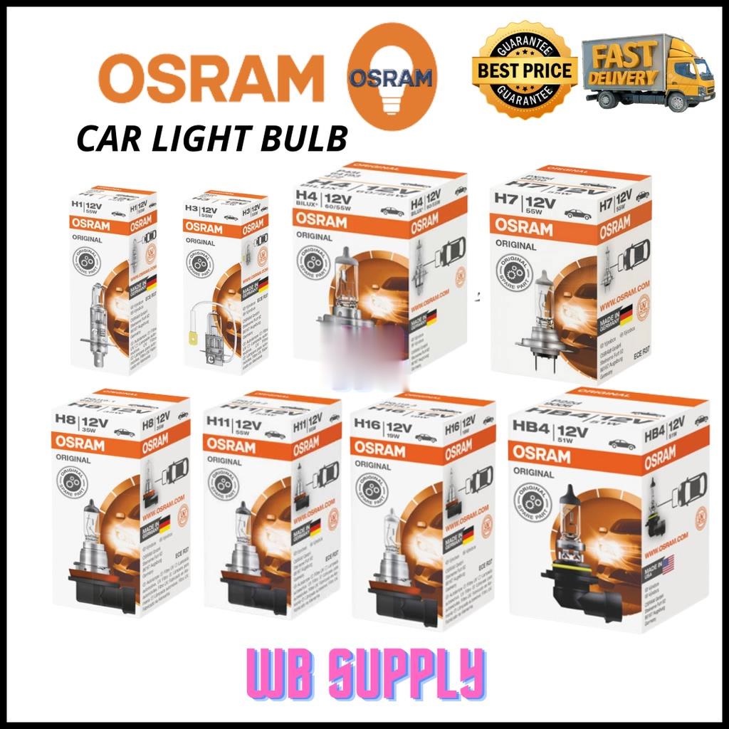 OSRAM GERMANY รถและรถจักรยานยนต์ Osram ไฟหน้าหลอดไฟฮาโลเจน H1 H3 H4 H7 H8 H11 HB3 HB4 Mentol Lampu