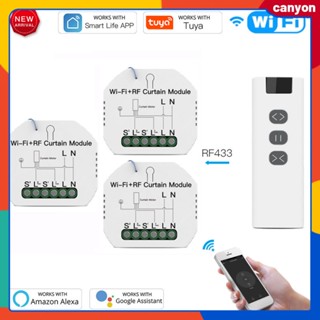 Tuya WiFi+ RF433 Curtain Module Roller Blind Shutter Switch รองรับ 2 Ways Control Multi Scenarios Matching Works with Google Home /Alexa canyon