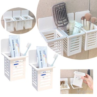 ღ Wall Mounted Hollow Drain Rack Self-adhesive Toothpaste Toothbrush Holder Bathroom Punch Free Floating Shelves Drain Rack Tool