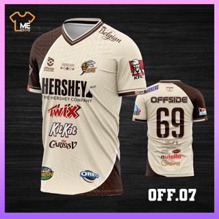 เสื้อกีฬาเสื้อฟุตบอลพิมพ์ลาย OFF.07 ใส่สบาย สีสด