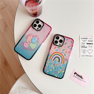 CASETIFY【wavy Smile Rainbow】เคสโทรศัพท์มือถือ อะคริลิค กันกระแทก ลายหน้ายิ้ม หลากสี สําหรับ iPhone 12 13 14 Pro Max