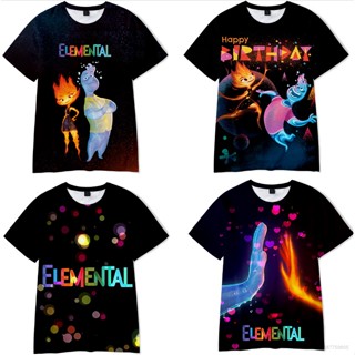 Cool ใหม่ เสื้อยืดแขนสั้นลําลอง คอกลม พิมพ์ลาย Elemental Elemental 3D พลัสไซซ์ สําหรับเด็กผู้ชาย และผู้หญิง