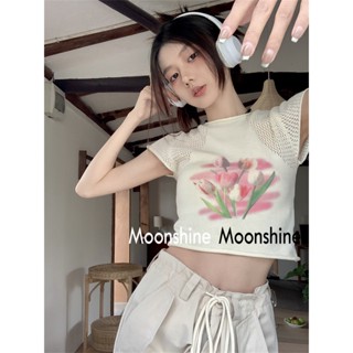 Moon  เสื้อครอป เสื้อแฟชั่นผู้หญิง y2k สีพื้น สําหรับผู้หญิง ใส่ไปคลับ ปาร์ตี้ 2023 NEW23062615   ins Unique Comfortable ทันสมัย A29J1J4 36Z230909