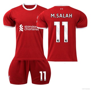 ใหม่ เสื้อกีฬาแขนสั้น ลายทีมชาติฟุตบอล Salah 23-24 ชุด 2 ชิ้น ต่อชุด