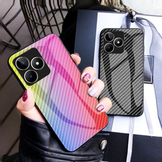 เคสกระจกนิรภัย คาร์บอนไฟเบอร์ กันกระแทก สําหรับ Realme C53 C55 C35 C33 C30 Narzo N53 N55 50A 50i Prime