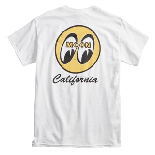 เวรเอ้ย  Men Mooneyes Moon Equipped California Script Logo T-Shirt White Cotton TM141WH Environmental printed