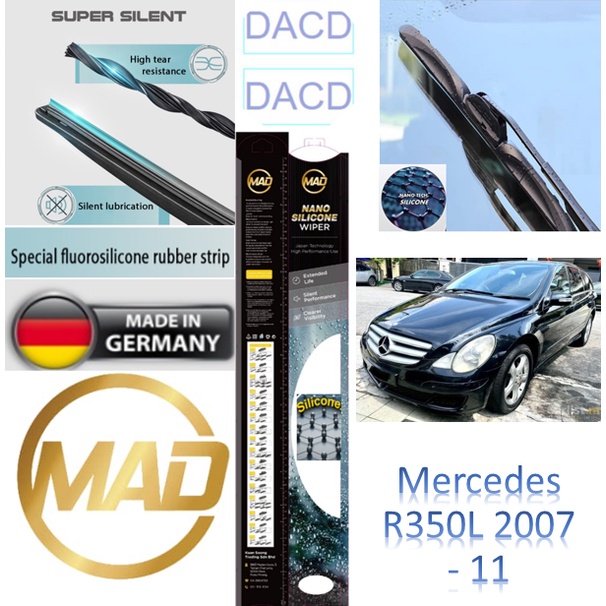 Mercedes R350L 2007 - 11 T1 MAD ยี่ห้อซิลิโคน Wiper 3 ส่วน Mugen สไตล์ Wiper ที่ปัดน้ําฝน