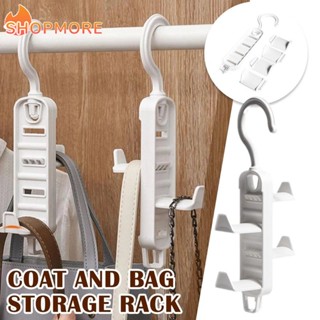[มหัศจรรย์] สร้างสรรค์ ตู้เสื้อผ้า ผู้หญิง กระเป๋า ตะขอ หลายระดับ PVC สีขาว ผูกหมวก ราวแขวนเสื้อผ้า หมุนได้