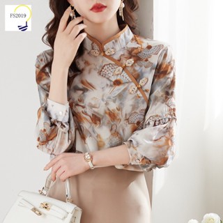 เสื้อเชิ้ตแขนพัฟจําลอง คอปก ขนาดใหญ่ สําหรับผู้หญิง