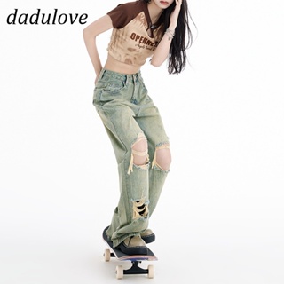 DaDulove💕 New American Ins High Street Retro Ripped Jeans Niche High Waist Wide Leg Pants Large Size Trousers