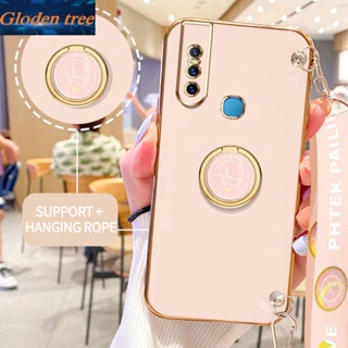 เคสโทรศัพท์มือถือ ลายต้นไม้ Gloden พร้อมขาตั้ง และสายคล้อง สําหรับ Vivo V15 Pro 1819