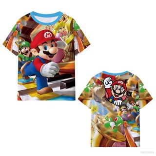 Si เสื้อยืดแขนสั้นลําลอง พิมพ์ลายอนิเมะ Super Mario Luigi 3D พลัสไซซ์ สําหรับเด็ก และผู้ใหญ่