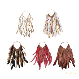 Treeling Dreamcatchers ที่คาดผม ตาข่าย ขนนก สําหรับผู้หญิง สไตล์ชนเผ่า ที่คาดผม เพลง เทศกาล งานแต่งงาน ปาร์ตี้ ผม Acce