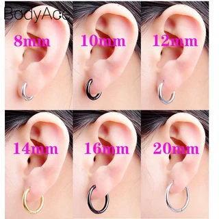 Bodyace 1 ชิ้น กระดูกอ่อน กอด ต่างหู สเตนเลส ห่วงเล็ก ต่างหูวงกลมสีดํา ต่างหูกลม เจาะหู ทรากัส