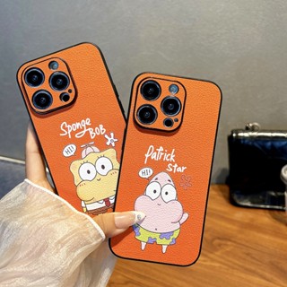 เคสโทรศัพท์มือถือหนัง ลาย SpongeBob Patrick Star สีส้ม สําหรับ iPhone 11 12 13 14 Pro Max iPhone 14