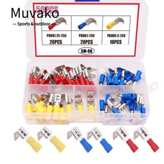 MUVAKO ขั้วต่อหางหมู 22-16 16-14 12-10AWG สีแดง เหลือง น้ําเงิน กึ่งฉนวนกันความร้อน 50 ชิ้น สําหรับเรือ รถยนต์