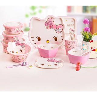 ชามเมลามีน ลายการ์ตูน Hello Kitty กันกระแทก กันลวก สําหรับใส่อาหารเด็กทารก