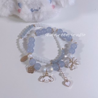 Sanrio Kawaii Cinnamoroll Kuromi Mymelody Girly สร้อยข้อมือ จี้คู่ แฟนตาซี แฟนสาว