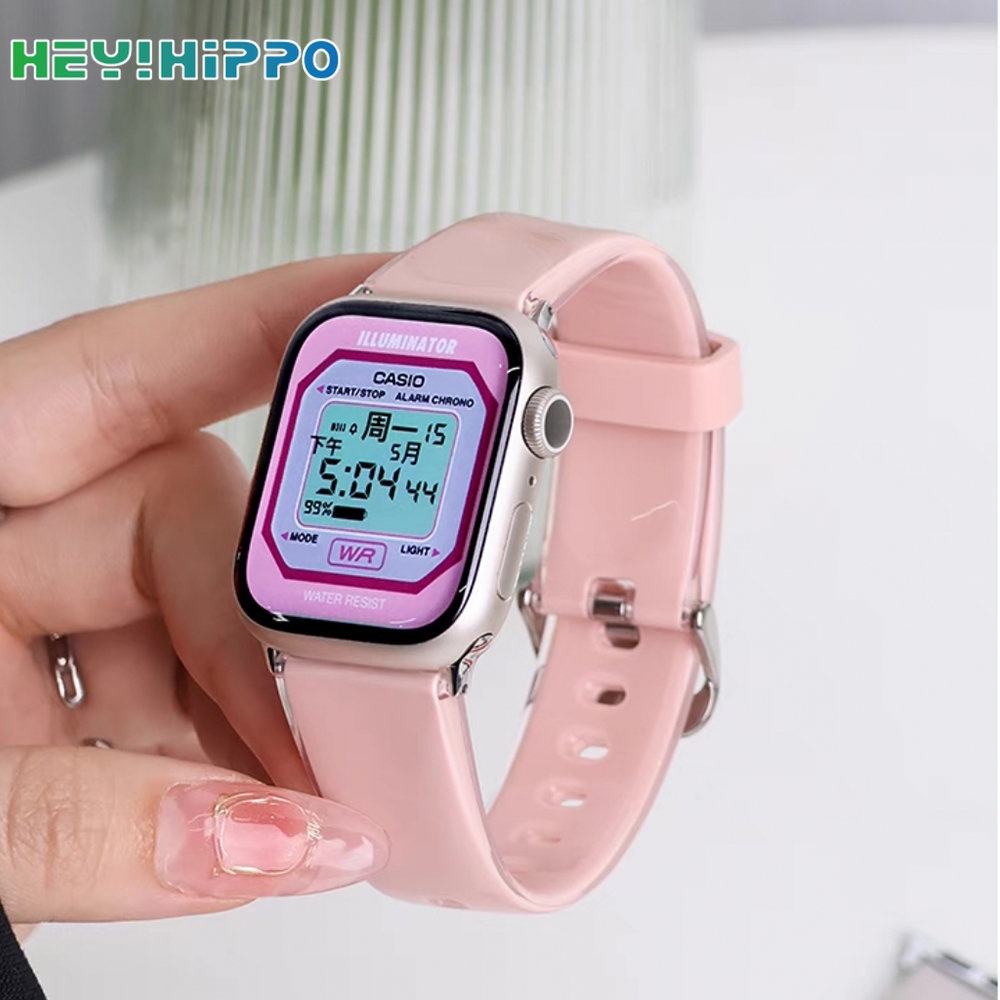 สายนาฬิกาข้อมือซิลิโคน ความคมชัดสูง สีแคนดี้ สําหรับ smartwatch series 8 7 6 SE 5 4 iwatch 45 44 42 41 40 38 49 มม.