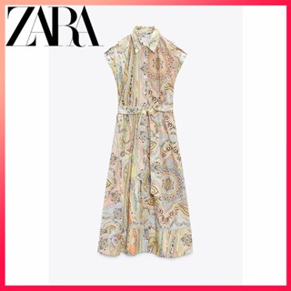 Zara ใหม่ ชุดเดรสสั้น สไตล์เสื้อเชิ้ต สําหรับผู้หญิง