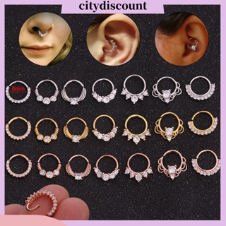 &lt;citydiscount&gt; ต่างหูห่วง ฝังเพทาย ทรงลูกบาศก์ เครื่องประดับสตรี 1 ชิ้น