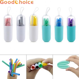 【Good】Silicone Straw Backpack Bent Drinking Brush Foldable Portable Silicone【Ready Stock】