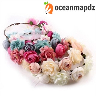 OCEANMAPDZ มงกุฎดอกไม้ แฟชั่น วินเทจ ดอกกุหลาบ ดอกไม้ งานแต่งงาน ที่คาดผม ผ้าเจ้าสาว เครื่องประดับผม พวงมาลัย ดอกไม้ ที่คาดผม