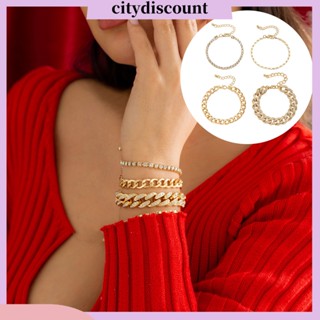 &lt;citydiscount&gt; สร้อยข้อมือโซ่ ประดับพลอยเทียม สีทอง สไตล์โบฮีเมียน ปรับได้ เครื่องประดับแฟชั่น สําหรับผู้หญิง ของขวัญ 4 ชิ้น ต่อชุด