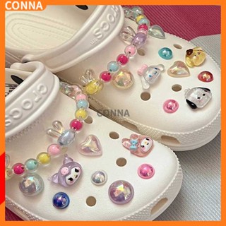 Sanrios Crocs ชุดบักเกิลติดรองเท้า Kawaii My Melody Kuromi Cinnamoroll Purin Charm Diy อุปกรณ์เสริม สําหรับรองเท้า