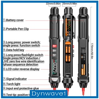 [Dynwave1] ปากกามัลติมิเตอร์แรงดันไฟฟ้า A3009 พร้อมไฟฉาย นับ 6000 ครั้ง สําหรับรถยนต์