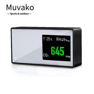 Muvako เครื่องตรวจสอบคุณภาพอากาศในร่ม 3 in 1 มอนิเตอร์คาร์บอนไดออกไซด์ ขนาดเล็ก หน้าจอ LED HD CO2 ความแม่นยําสูง สําหรับเดินทาง โรงแรม รถยนต์