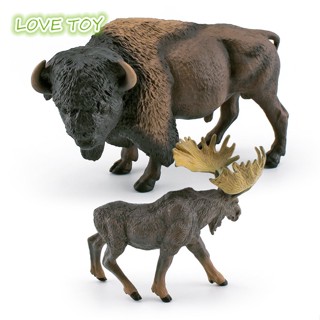 ฟิกเกอร์ Nkodok Realistic Forest Animal Action Figure Lifelike American Bison Megaloceros ของเล่นสําหรับเด็ก