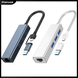 Jl- อะแดปเตอร์ฮับเครือข่ายอีเธอร์เน็ต 4 In 1 100 1000Mbps USB 3.0 Type-C เป็น RJ45 หลายพอร์ต LAN สําหรับแล็ปท็อป คอมพิวเตอร์ PC