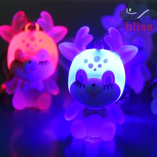 BLISS พวงกุญแจรถยนต์ จี้รูปกวางเอลก์ พร้อมไฟ Led สําหรับผู้หญิง