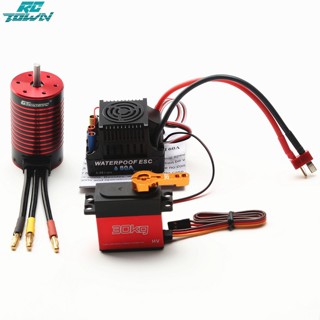 Rctown มอเตอร์ไร้แปรงถ่าน 3660 2600kv 3100kv 3800kv 4200kv พร้อมเซอร์โวไร้แปรง 80a Esc 30 กก. สําหรับ Traxxas Wltoys