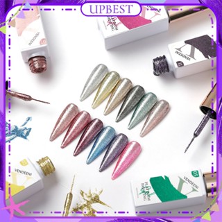 ♕ Vendeeni Platinum Pulling Line Nail Polish Gel Painted Metal Mirror Silver Super Flash Phototherapy Glue Nail Art For Nail Shop 10ml 12 Colors UPBEST