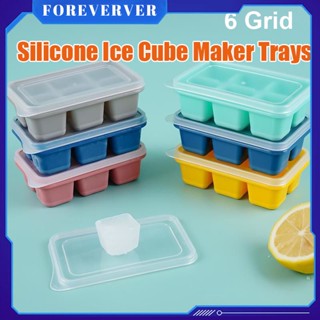 6 Grid Ice Cube เครื่องทำน้ำแข็งแช่แข็งแม่พิมพ์ตู้แช่แข็งกล่องน้ำแข็งแช่แข็งพร้อมฝาปิดซิลิโคนถาดน้ำแข็ง Ice Cream Mold Mini Ice Cubes Small Square Mold fore