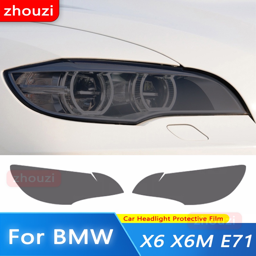 สติกเกอร์ฟิล์ม TPU ใส ติดไฟหน้ารถยนต์ สีดํา อุปกรณ์เสริม สําหรับ BMW X6 M E71 2008-2014 2 ชิ้น