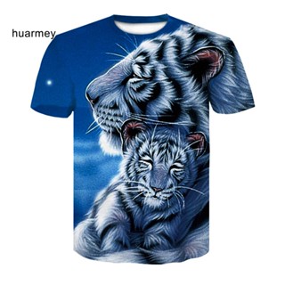 Huarmey เสื้อยืดแขนสั้น พิมพ์ลายเสือ 3D ระบายอากาศ แห้งเร็ว แฟชั่นฤดูร้อน สําหรับผู้ชาย