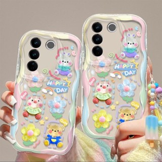 เคส Vivo V27 V29 5G เคส Vivo V27E เคส Vivo V27 Pro เคส เคสโทรศัพท์มือถือแบบใส ขอบครีม กันกระแทก ลายตุ๊กตาสามมิติ สําหรับ