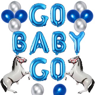 Go Baby GO ลูกโป่งฟอยล์ม้า สีเงิน สําหรับตกแต่งปาร์ตี้วันเกิดเด็ก