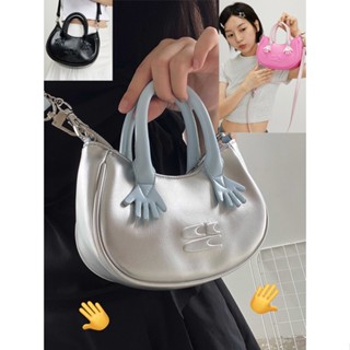 Cryingcenter Silver Sky Blue Wallet Mini Bag Double Chain Crossbody Portable Cute Women Bag กระเป๋ามือจับ