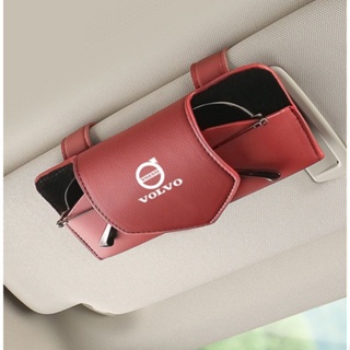 VOLVO LOGO car sun visor hollow design glasses clip S60 S90 XC40 XC60 XC90 V40 V60 V90 interior modified sunglasses business card leather material multifunctional storage box