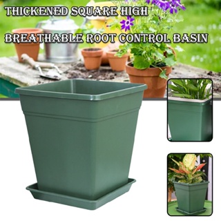 Root Control Plastic Flowerpot Breathable Succulent Basin Deepen Pot with Plate