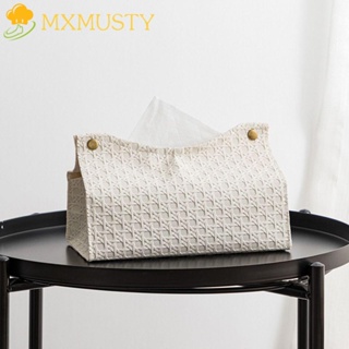 MXMUSTY ที่ใส่กระดาษทิชชู่ กระดาษทิชชู่ แบบถัก หนัง PU สําหรับบ้าน สํานักงาน ห้องนอน