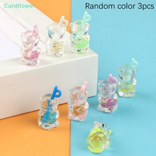 &lt;Cardflower&gt; จี้พวงกุญแจเรซิ่น รูปหมีเรืองแสง DIY สําหรับทําเครื่องประดับ สร้อยคอ 3 ชิ้น